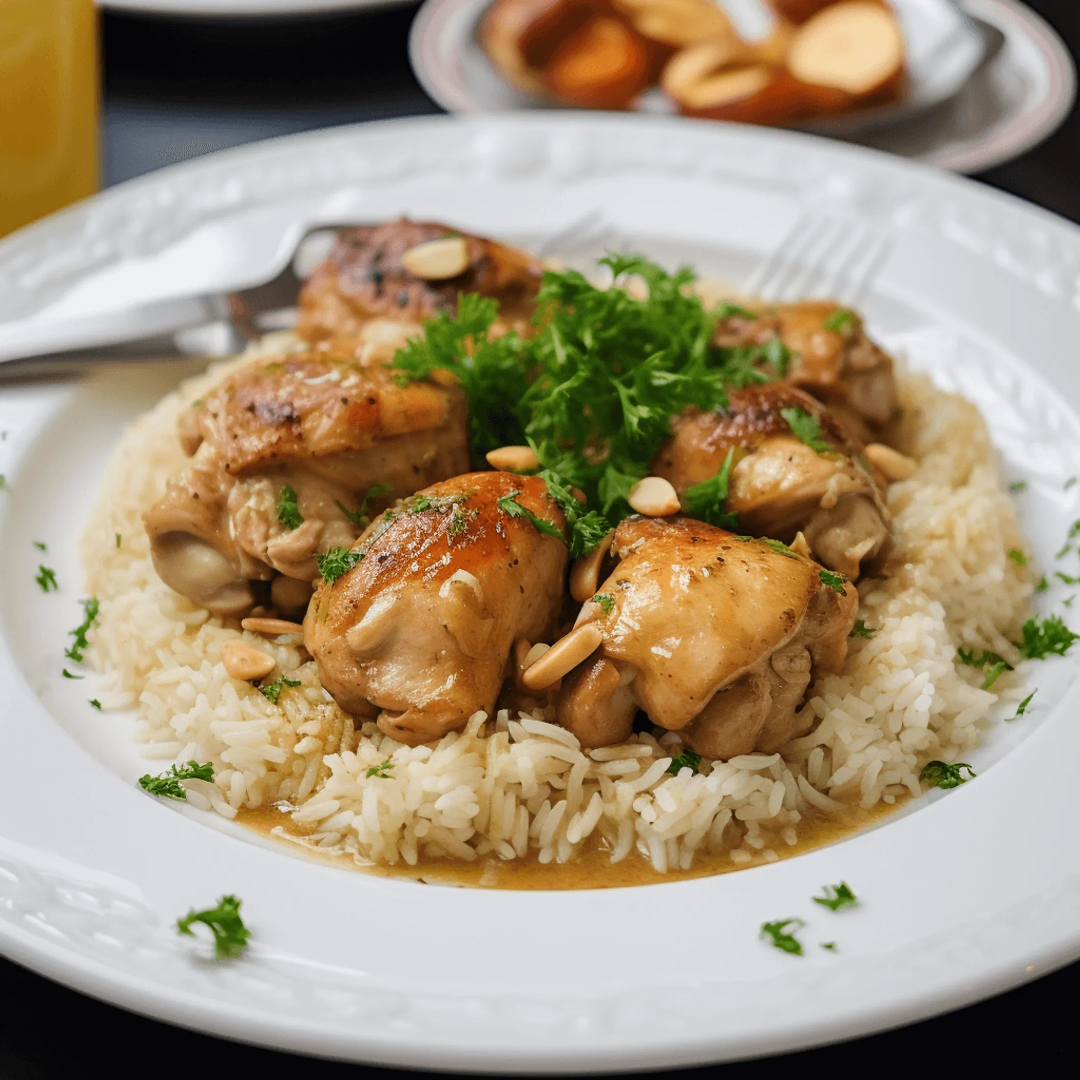 Arroz con pollo al ajillo