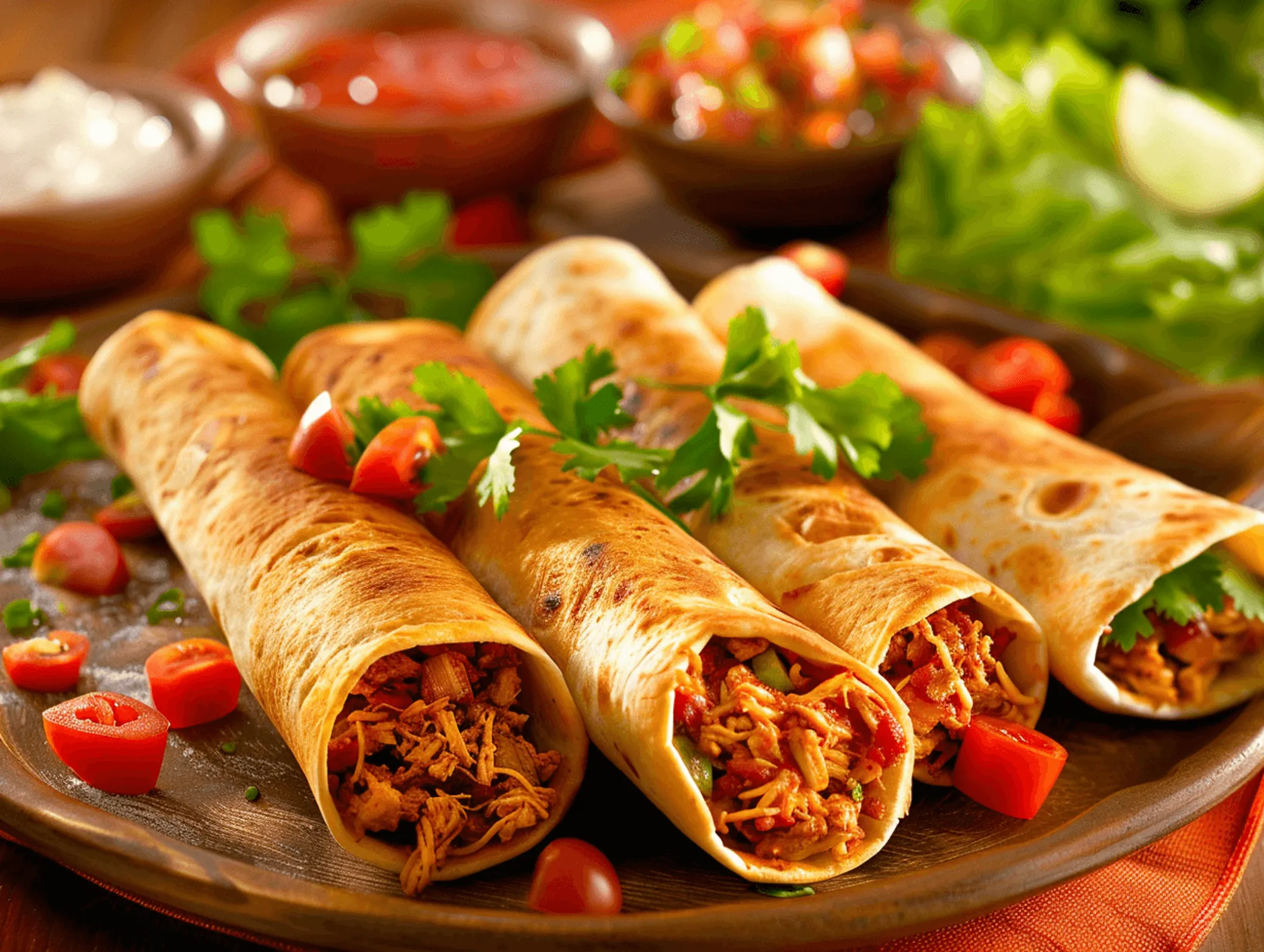 Flautas de pollo